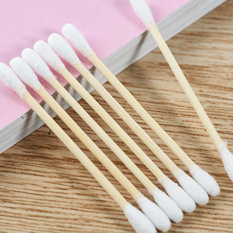 [圆头木棒5包共500支]婴儿双头棉签棉棒木棒棉球掏耳朵卸妆化妆盒棉花棒