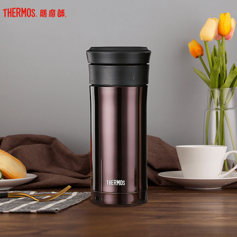 膳魔師(THERMOS)保温杯TCMK-350带茶漏泡茶杯膳魔师350ML水杯304不锈钢车载办公商务土豪金GL家用通用高清大图