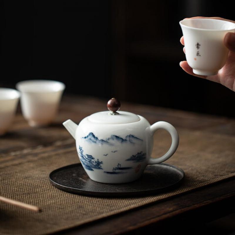 苏氏陶瓷(SUSHI CERAMICS) J0488 手绘远山茶壶 220ml ( 单位:盒)高清大图