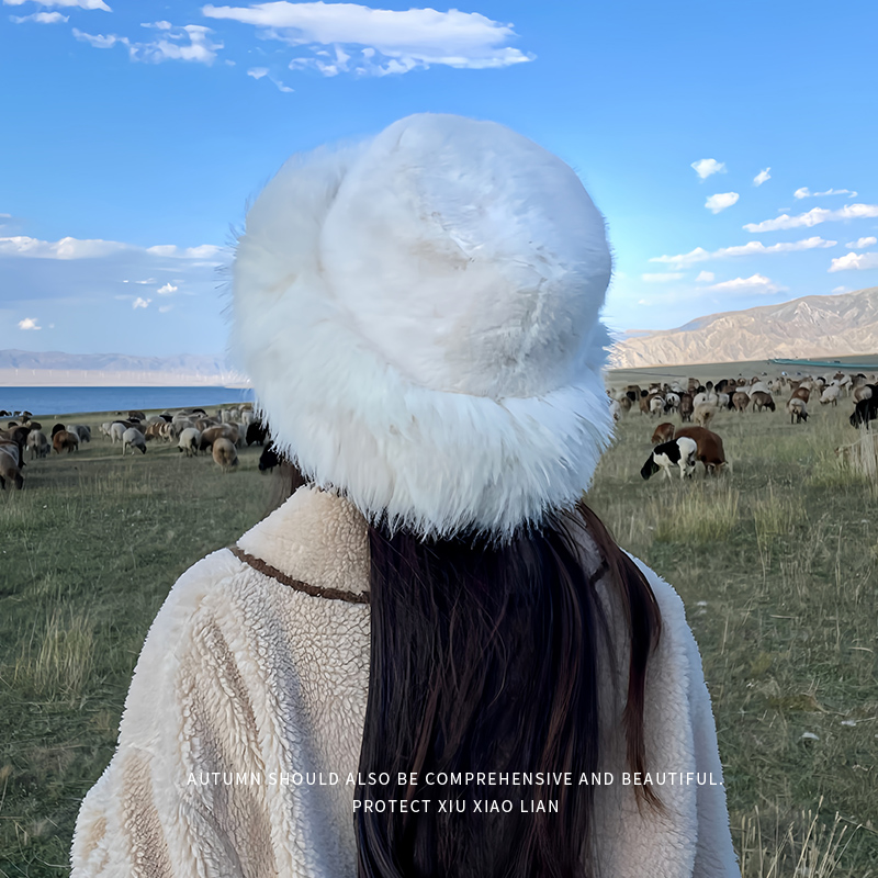 帽子女冬季2023新款显脸小加绒加厚保暖护耳帽大头围毛茸茸渔脸子高清大图