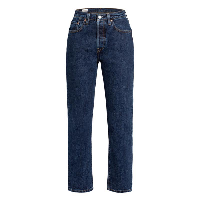 Levi’s高腰直筒纽扣飞门女士牛仔裤口袋标识装饰