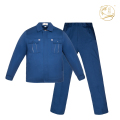 春秋中蓝色耐磨耐穿涤棉纱卡套装春秋工作服T-015常规款工作服劳保服可加反光条可定制 湖蓝色 165#