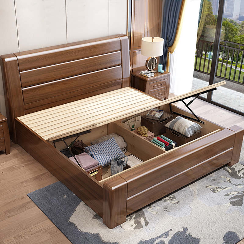 臻远ZY-SMC-116 现代简约实木床双人床 1.8米气压高箱