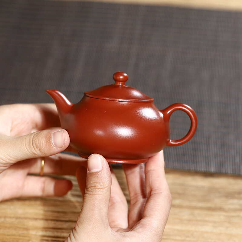 嘉 宜兴原矿大红袍泥纯手工泡茶壶小号一人用小容量紫砂壶手把壶单人