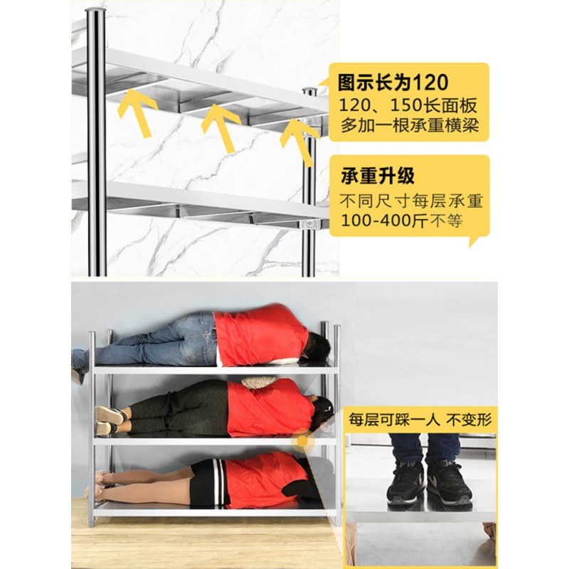 带围栏不锈钢厨房用品家用大全置物架落地加厚储物收纳放锅架五层收纳层架 三维工匠高清大图
