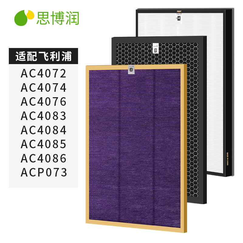 思博润配飞利浦空气净化器过滤网滤芯 AC4076 4074 4072 AC4141+4143+4144套装 标准版
