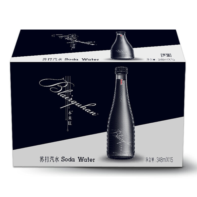 百岁山 本来旺(奔来旺) 饮用苏打水 玻璃装 348ml*15瓶 整箱装 礼盒