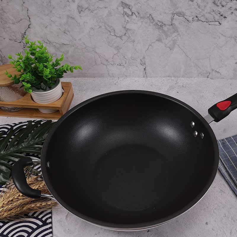 中康(ZHONGKANG)聚能无油烟套装34cm 家用不粘锅炒菜锅带盖