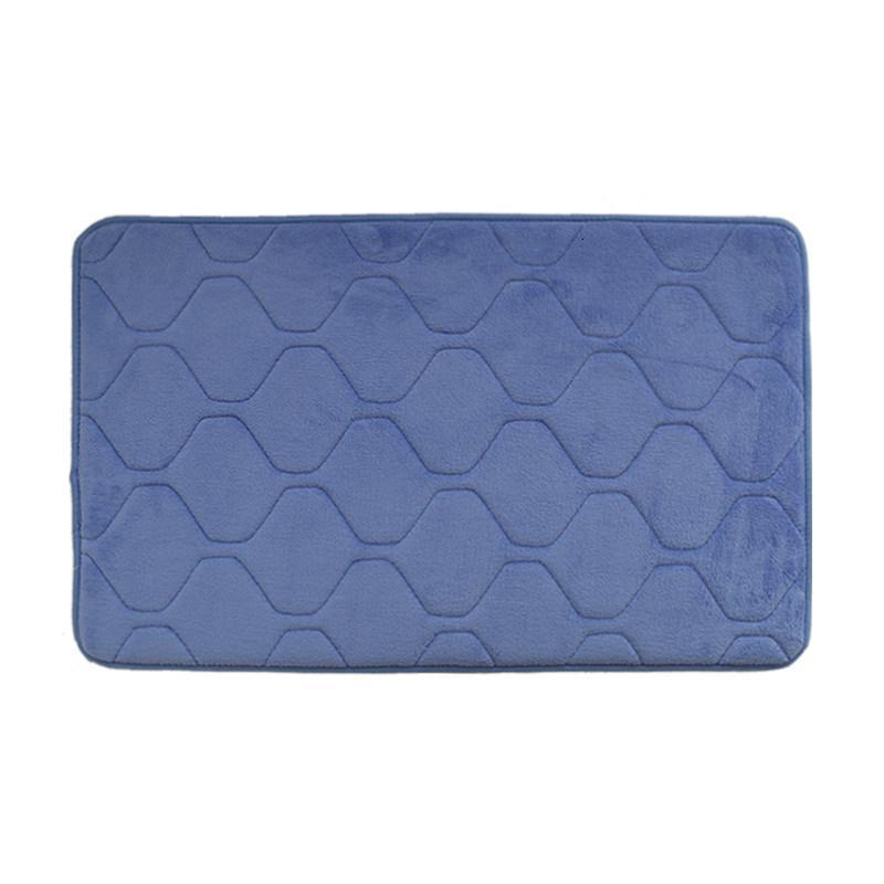 美帮汇入户垫浴室脚垫进厅地垫厕所卧室防滑防水卫浴吸水地毯 宝蓝色曲线款 宽40cm*长120cm
