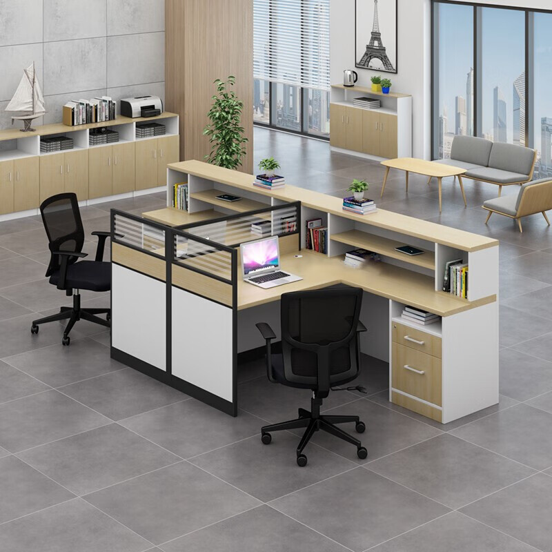 域赢屏风办公桌职员办公桌简约现代隔断员工位电脑桌工作卡位干型6人高清大图