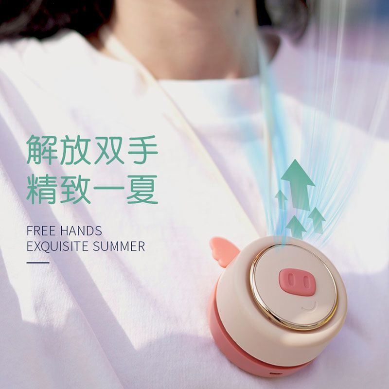 usb小风扇手持迷你挂脖充电静音学生宿舍大风力随身便携式电风扇1 ins手持风扇墨兰绿+充电线 600毫安锂电池+充电线