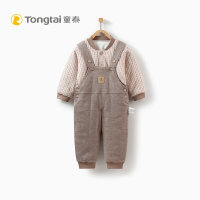 童泰秋冬婴儿外出衣服夹棉套装5-24个月男女宝宝背带裤棉衣两件套