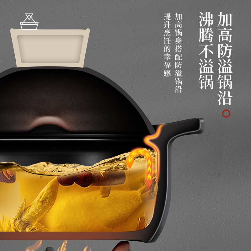 荣事达(Royalstar)砂锅炖锅家用2.6L陶瓷煲仔饭汤煲耐高温一盖多用沙锅瓦煲汤锅燃气明火适用RA182223
