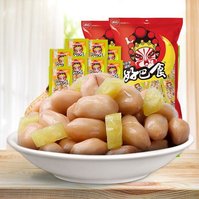 好巴食 川菜 泡椒花生409g*3休闲零食辣味零食下酒菜独立小袋装
