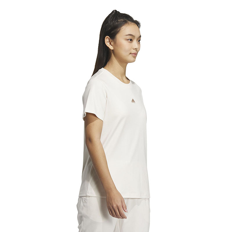 adidas Badge Of Sport Tee 纯色徽标Logo运动休闲短袖T恤 女款 粉白 IP3949