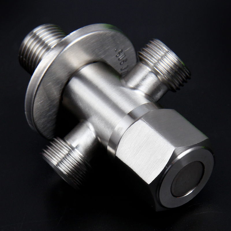 哩牧樱花304不锈钢角阀三通阀双用角阀加厚三角阀4分洗衣机家用止水阀