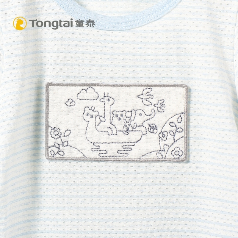 童泰TONGTAI婴幼儿内衣婴儿半袖连体衣3-18个月宝宝三角爬服哈衣包屁衣婴幼儿通用80cm