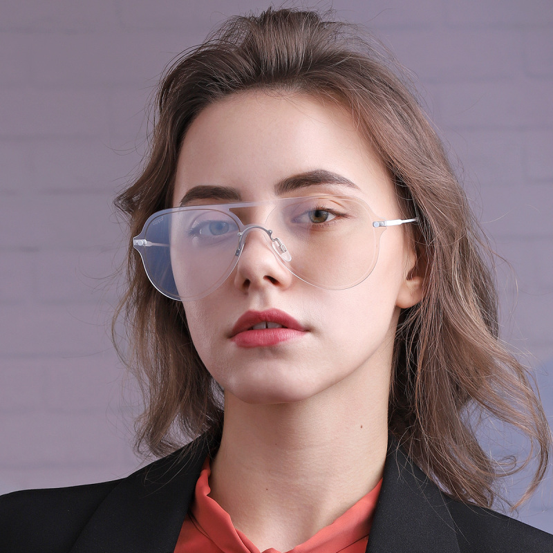 尚境 一体式无框感太阳眼镜防晒男女驾驶简约墨镜飞行员潮流 z11117