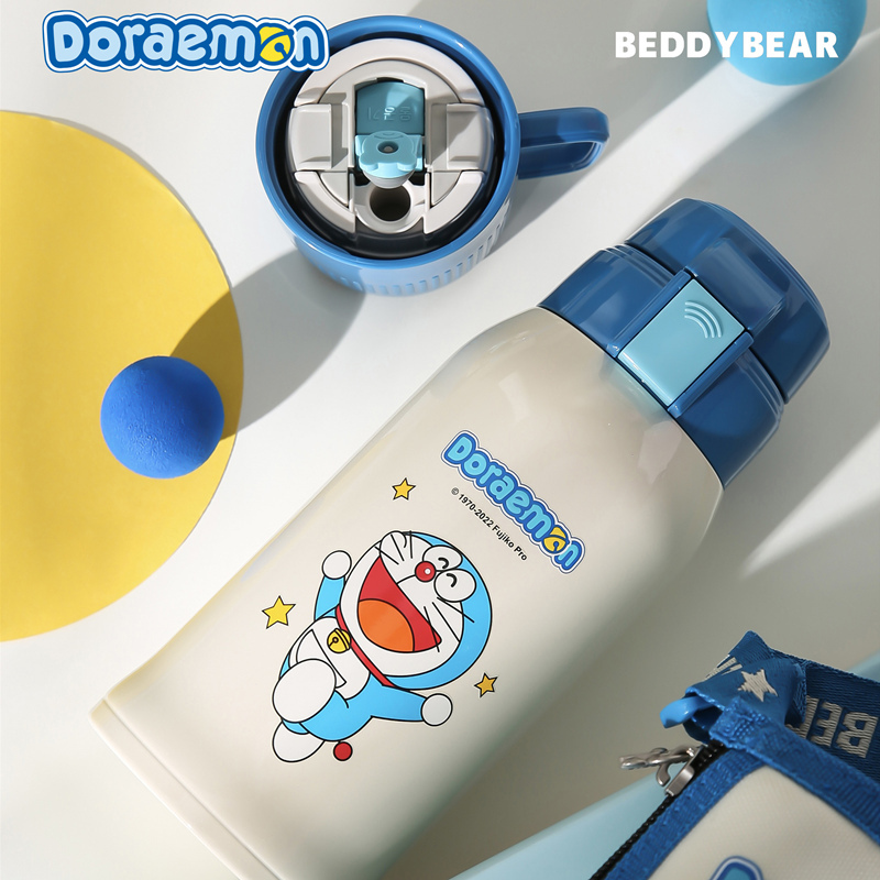 优选3D浮雕丸子款杯具熊BEDDYBEAR儿童保温杯带吸管儿童水杯316不锈钢宝宝儿童保温壶600m