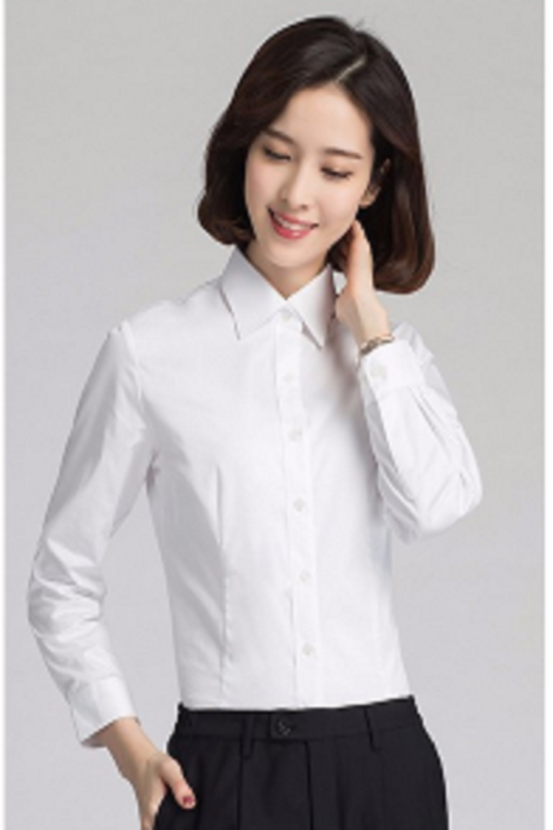 徽珩 女士长袖衬衫2022春秋季新款纯色全棉免烫百搭职业工装上衣商务