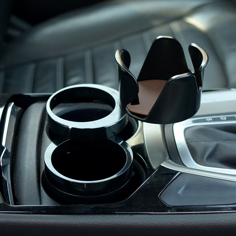 多功能汽车水杯架车载杯架车用饮料架烟灰缸手机支架旋转眼镜夹黑色