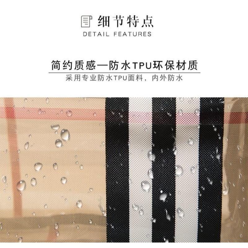新款便携简约防水洗漱包女士旅行收纳包pvc网纱格子大容量化妆包 (25*9*14)-小号网格防水款