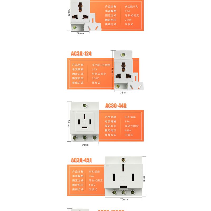 正泰模数化插座三孔 10A/250V AC30-108