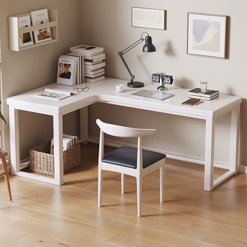 景山百岁 实木转角书桌椅组合L型拐角工作台家用卧室靠墙写字桌台式电脑桌图片