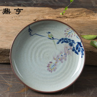 鼎亨陶泥餐盘景德镇釉下青花手绘盘子手工餐具餐具水果盘壶托壶承