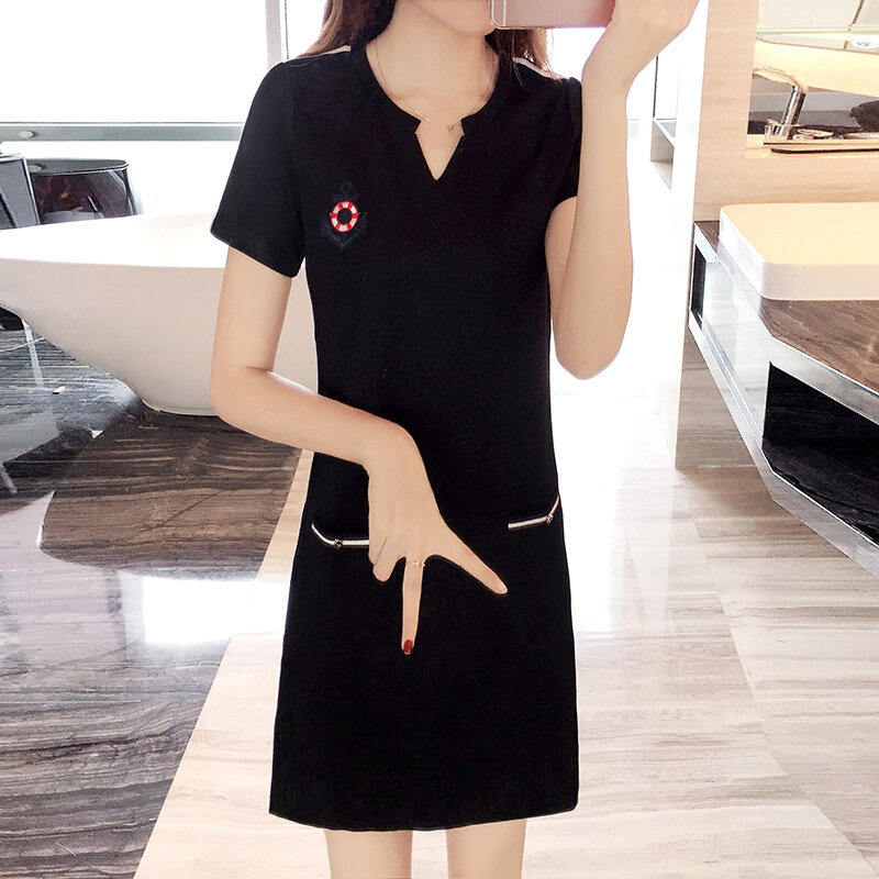 胖妹妹大码夏装女胖mm2018遮肚子显瘦连衣裙藏肉休闲直筒裙子