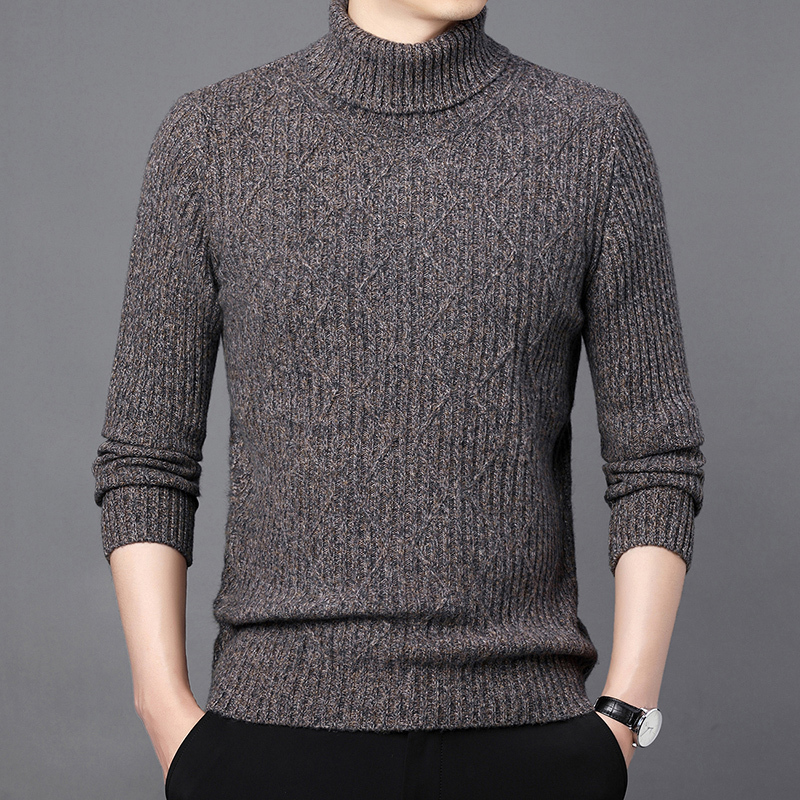 超厚过冬羊绒衫毛衣男纯山羊绒保暖男装品牌高领毛衣宽松针织衫男士