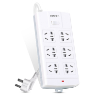 得力(deli)3995 新国标防过载6位组合孔3米 大孔距总控开关插座/插排/插线板/接线板/排插/拖线板 白色