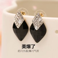 925纯银防过耳坠敏菱形水晶欧美饰品耳钉女名媛气质韩国耳环送女朋友老婆生日礼物送女朋友七夕情人节礼物