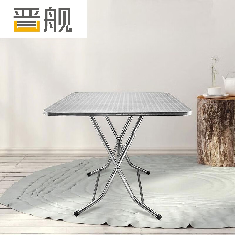 晋舰不锈钢餐桌圆台烧烤夜宵大排档餐桌农村摆地摊圆形桌1.0米方台