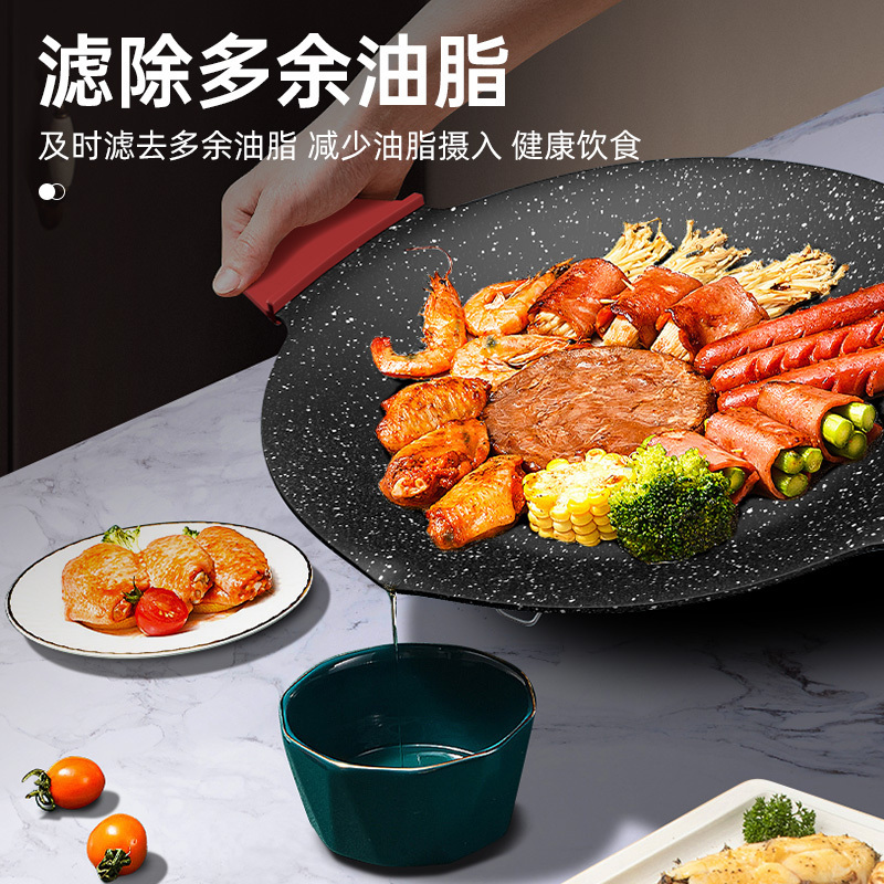 圆形铁板烧烤肉盘多功能烤肉机家用韩式电烤盘无烟烤肉煎牛排炒饭炒面盘30#中号