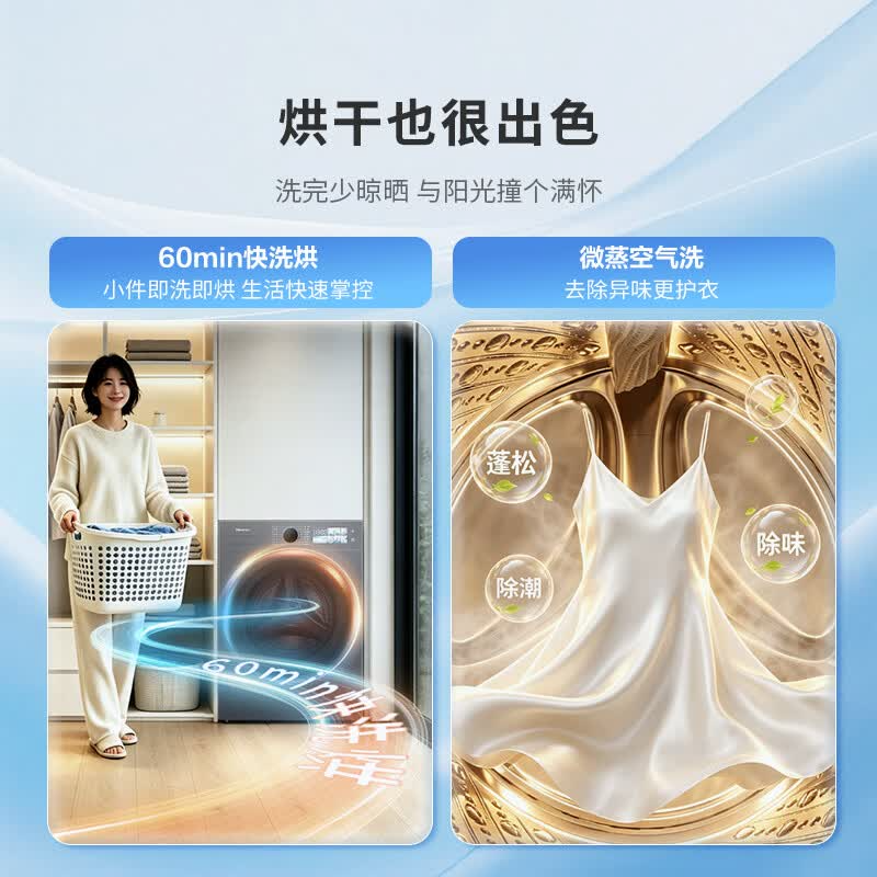 海信(Hisense)大薄荷E3S洗衣机滚筒全自动洗烘一体 12KG大容量 超薄智能投放WD120E3S 滚筒洗烘高清大图