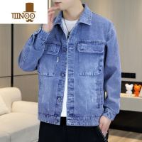 YANXU感痞帅牛仔夹克男2023年秋季新款潮流宽松百搭休闲翻领男外套 3XL码数 8941款蓝色