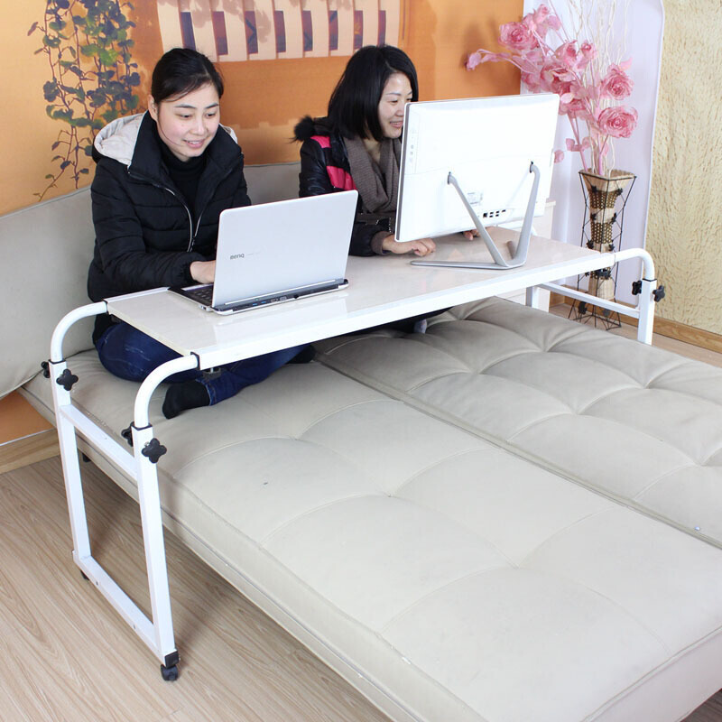 跨床桌可升降双人床可移动台式电脑桌懒人家用伸缩跨床桌子