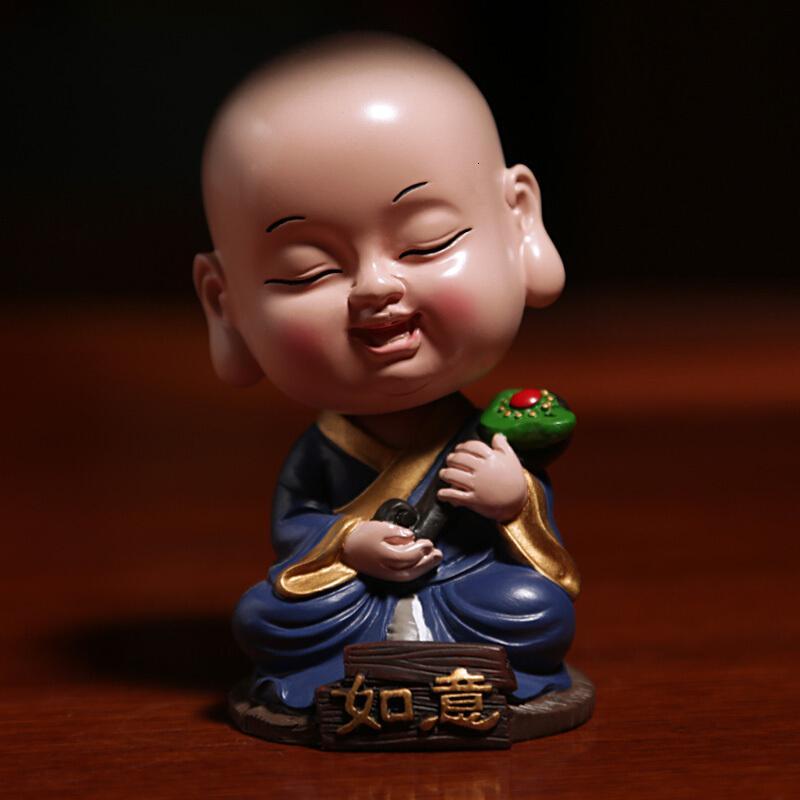 适用于摇头小沙弥汽车装饰车内饰品车载摆件禅意书房办公桌摆设
