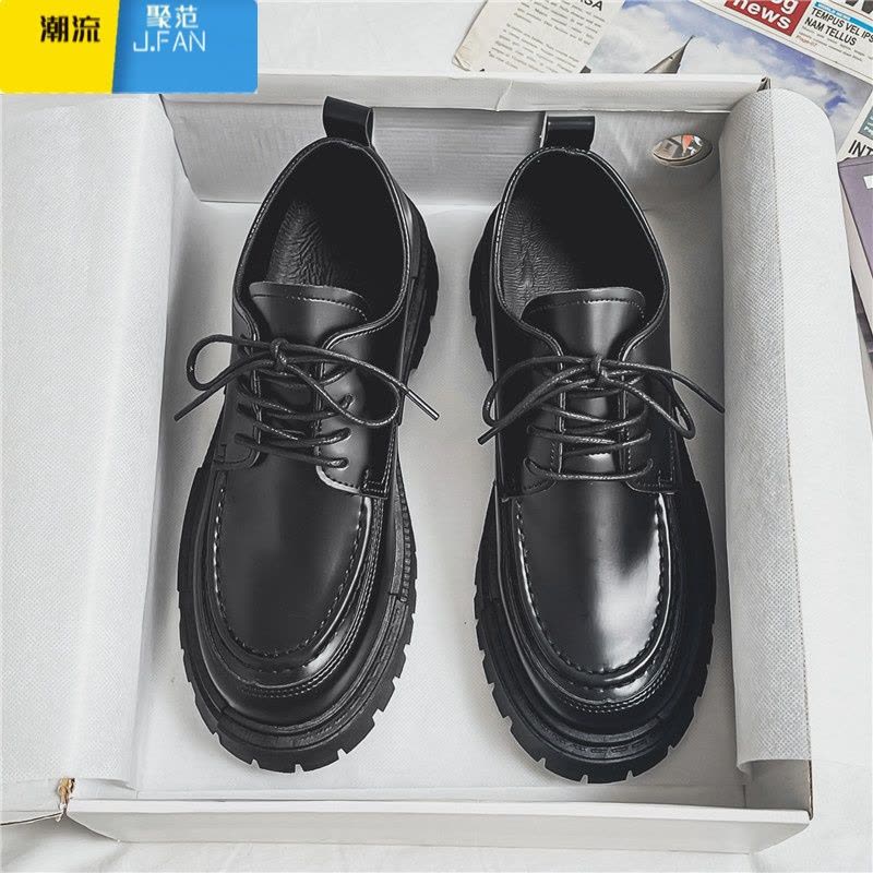 聚范春季新款皮鞋男休闲正装商务黑色男鞋英伦大头百搭透气温州小皮鞋图片