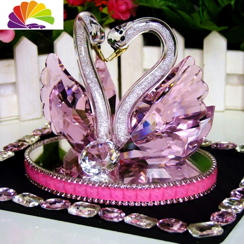 汽车摆件水晶天鹅车载车用摆件座式车上装饰用品 香水