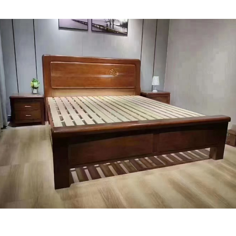 東業家具 新中式床主卧双人床单人经济型家用卧室婚床1.5米+床头柜*2+床垫床木床(±10cm) (单位:张)高清大图