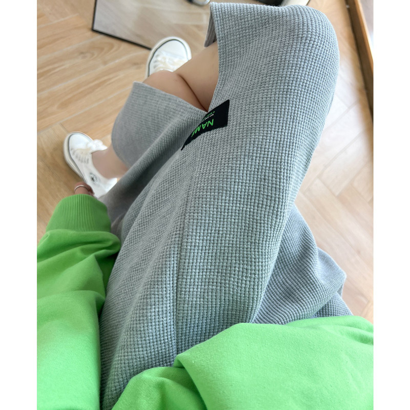 [1.5折价43元]唐狮秋季半身裙女华夫格侧边开叉长裙韩系休闲运动行