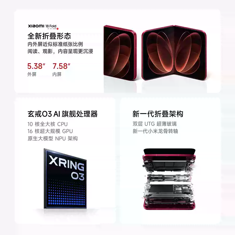 [全新]小米18 Fold 12GB+512GB 暖金白 小米自研芯 折叠新旗舰 徕卡2亿超清三摄 新形态折叠屏旗舰手机高清大图