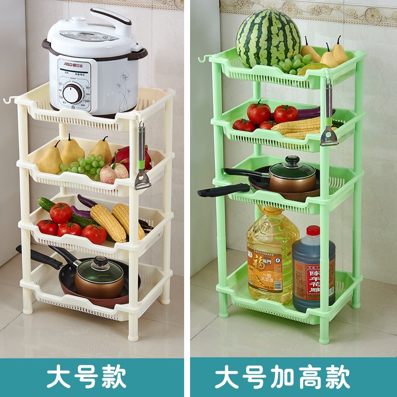 厨房置物架水果蔬菜架厨房用品锅电饭煲收纳架储物架塑料落地层架收纳层架 三维工匠高清大图