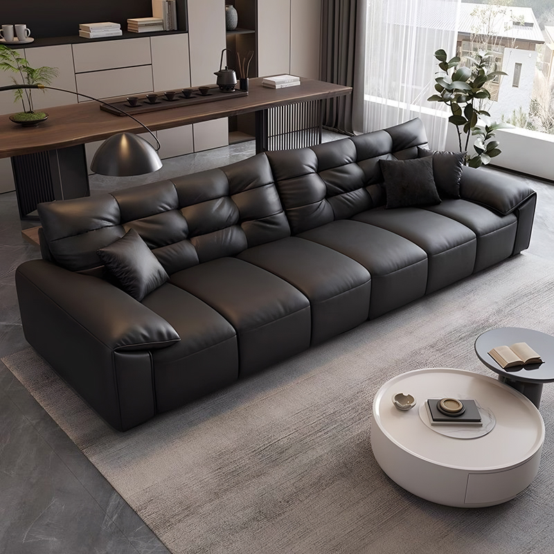 欧梵森 欧梵森意式真皮沙发客厅大小户型简约现代大象耳朵直排皮艺沙发办公家具椅高清大图