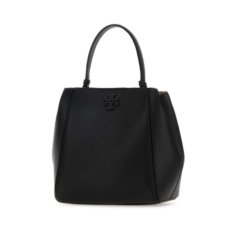 托里.伯奇(TORY BURCH)小黑皮单肩包女士链条斜挎包真皮桶包金色