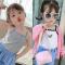 女宝宝棉夏装2021新款印花小女孩吊带衫韩版撞色蝴蝶女童小背心威珺