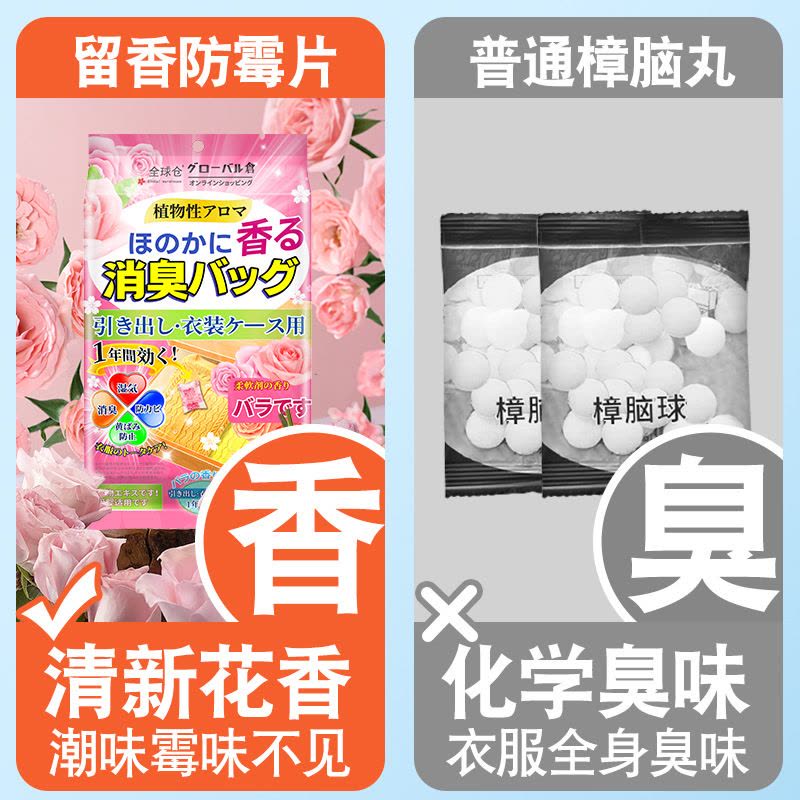 [玫瑰花香] 48小包*2包 全球仓 樟脑丸花香防霉除虫防潮衣柜香薰室内持久家用樟脑球除湿香包图片