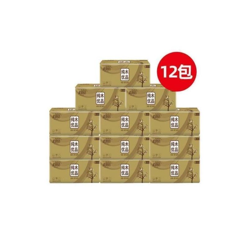 6包特价纸巾原木抽纸40包家用抽纸行车车载面纸加厚四层整箱|买6包赠6包(12包)